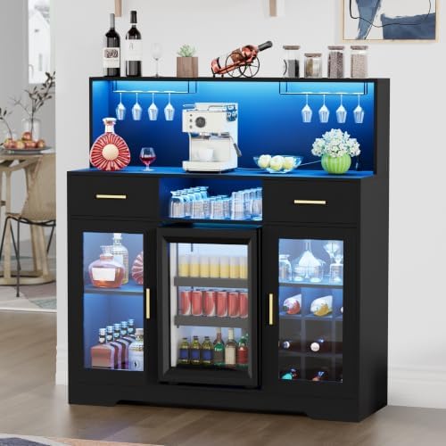 Home Bar And Cabinet - خزانة ثلاجة صغيرة مع وحدات تخزين،
