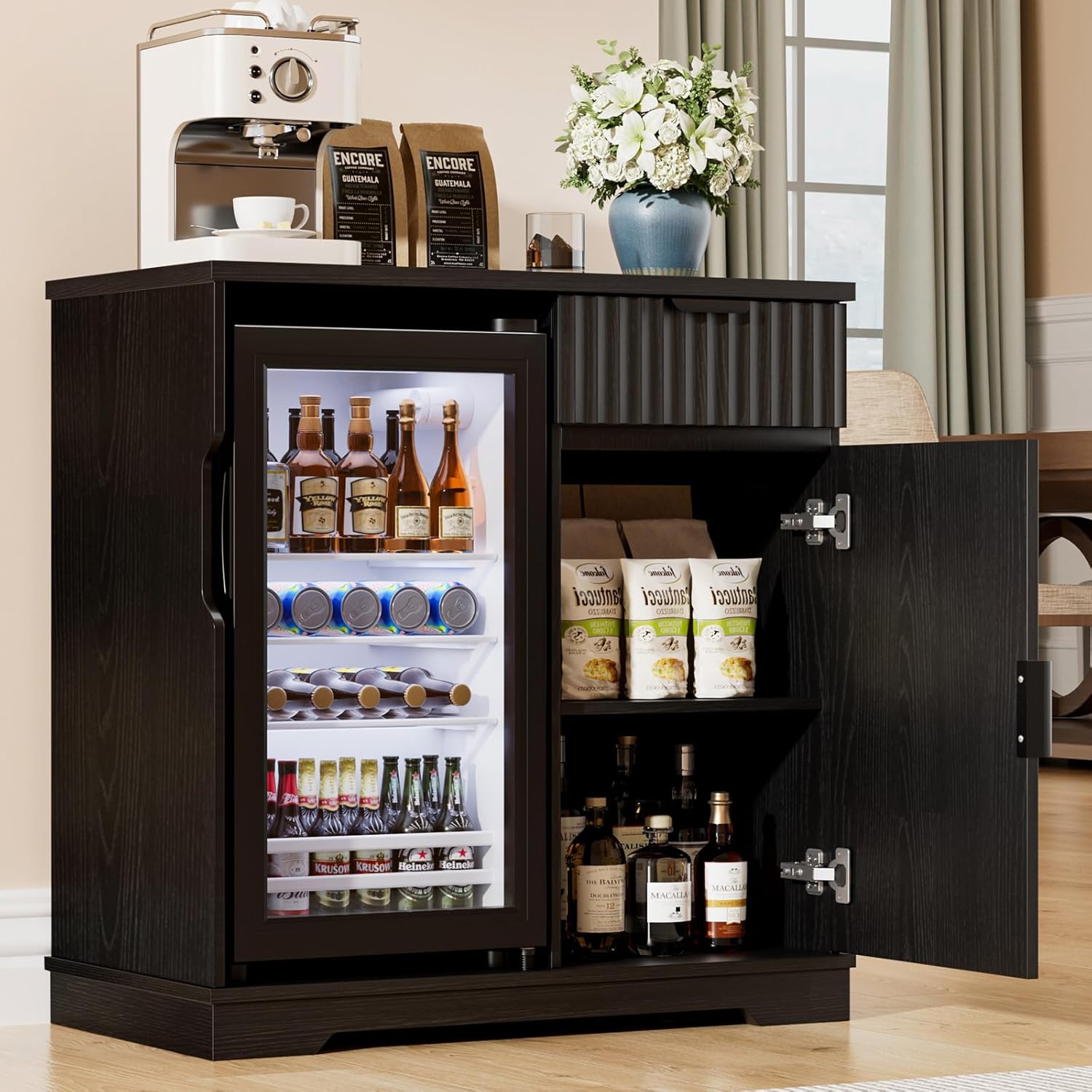 خزانة بار قهوة مخددة مع درج سح - مراجعة Home Bar And Cabinet وسعره